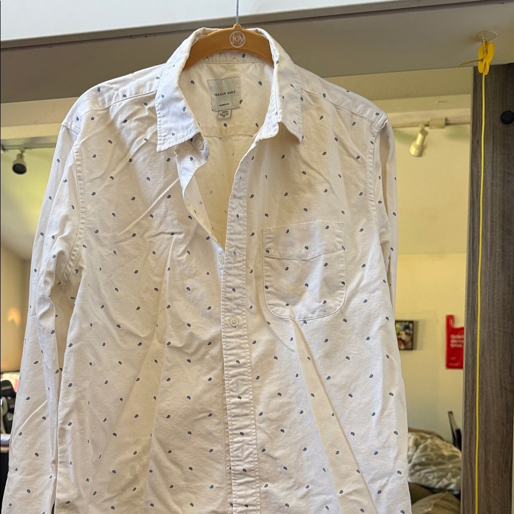 American Eagle Outfitters White Casual Button Down Shirt